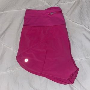 lululemon speed up mid rise lined short pink 4"